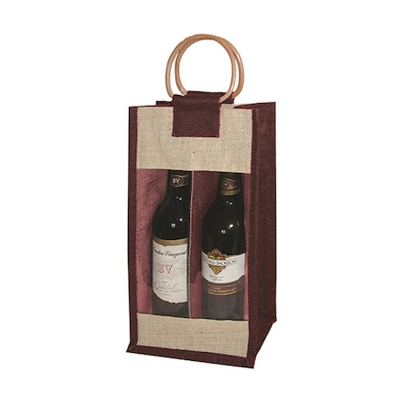 Jute Two Bottle Bags Burgundy